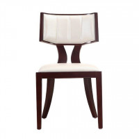 Manhattan Comfort DC001-PW Pulitzer Pearl White and Walnut Faux Leather Dining Chair (Set of Two)